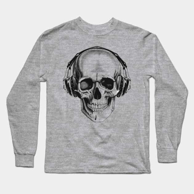 Skull with headphones Long Sleeve T-Shirt by Rachellily